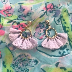Lavender and Gold Tassel Earrings